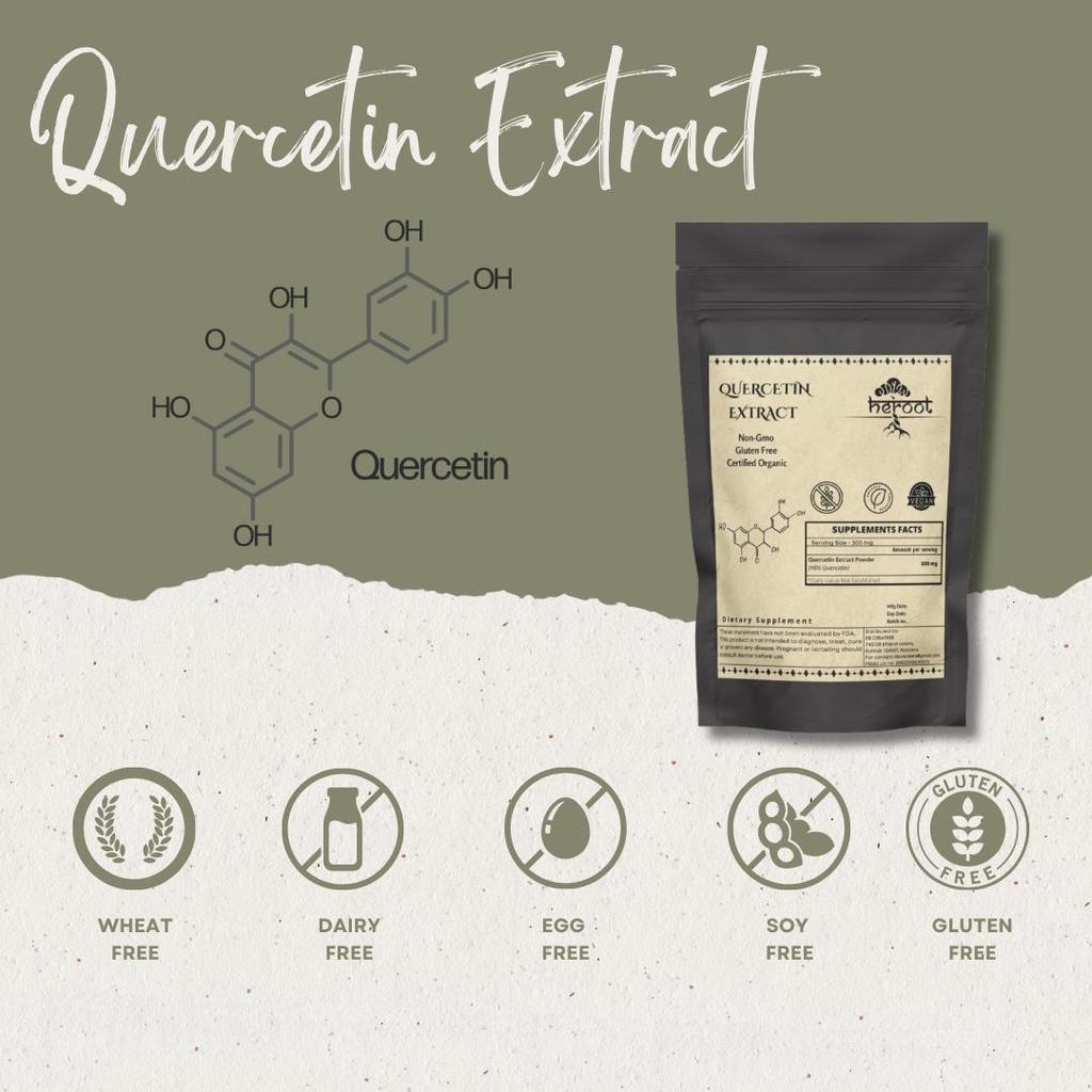 HEROOT Quercetin Extract Powder | Quercetin Herbal Extract | Natural Dietary Supplement Powder