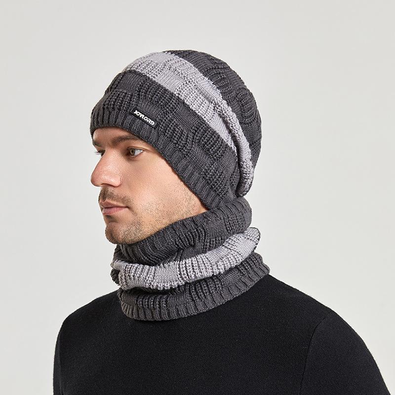 Cross-border New Knitted Pullover Hat Scarf Two-piece Winter Warm Ear Protection Men's and Women's Same Wool Hat