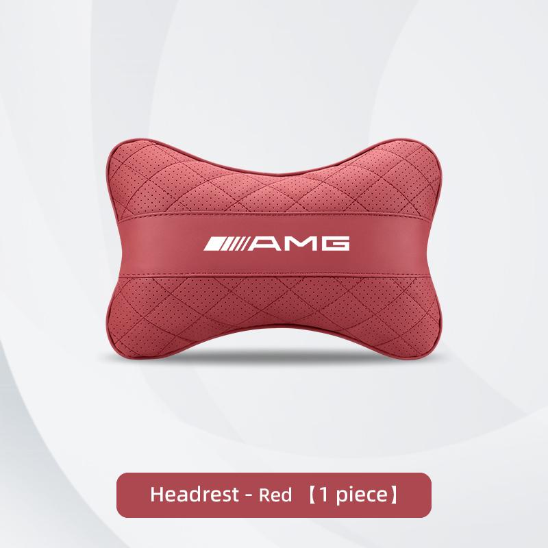 AABCC1 Nappa Leather Car Headrest Neck Pillow Waist Cushion Tire Valve Cap For Mercedes Benz AMG GLE GLS CLA CLE GLC CLS GLA W223 W213