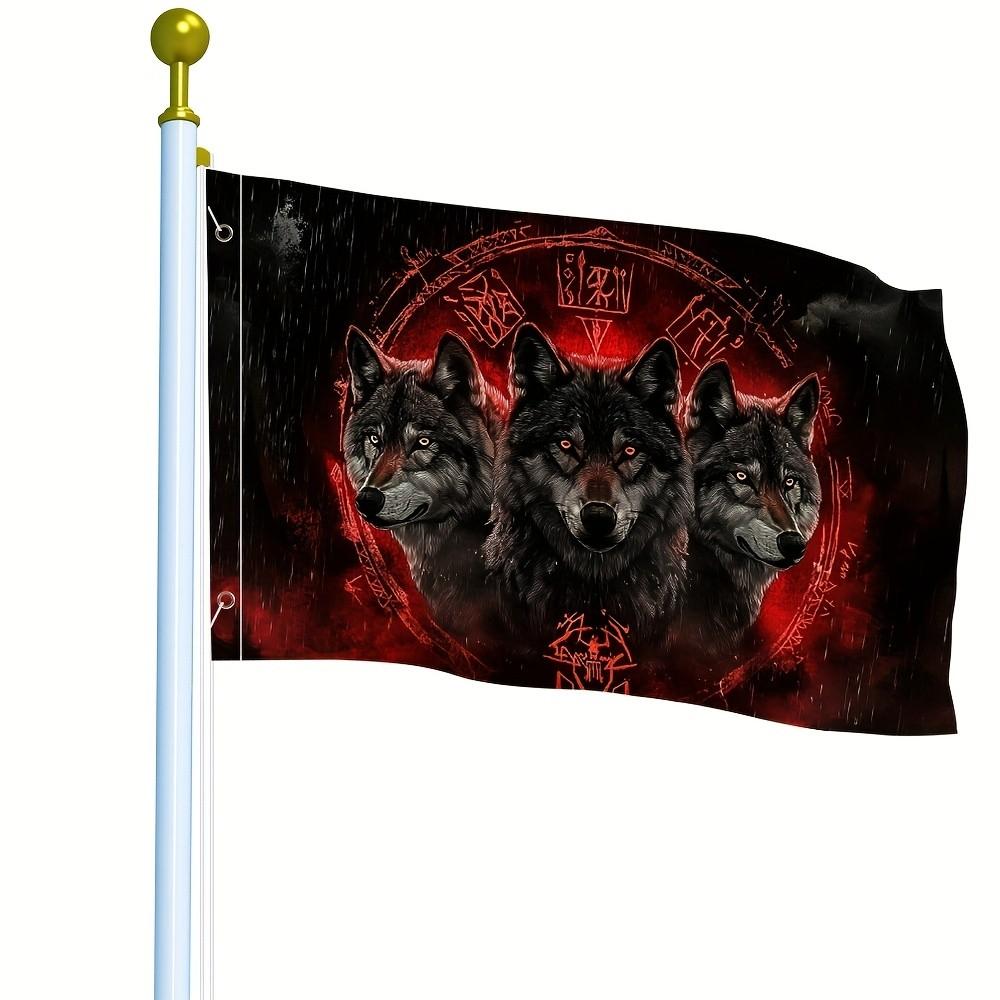 Three Wolves Circle Design Flag Premium Polyester Decorative Yard Banner for Farmhouse Seasonal Decor