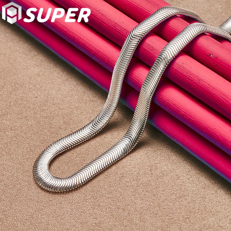 925 Sterling Silver 16/18/20/22/24 Inch 6mm Flat Snake Chain Necklace Jewelry