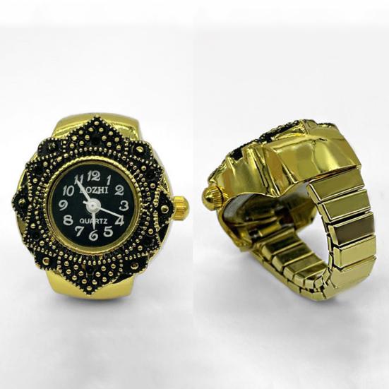 Часы-кольцо Красивое тонкое мастерство Личность Креативная прочная конструкция Украшение Сплава Кварцевые аналоговые часы-кольцо на палец Ювелирный аксессуар