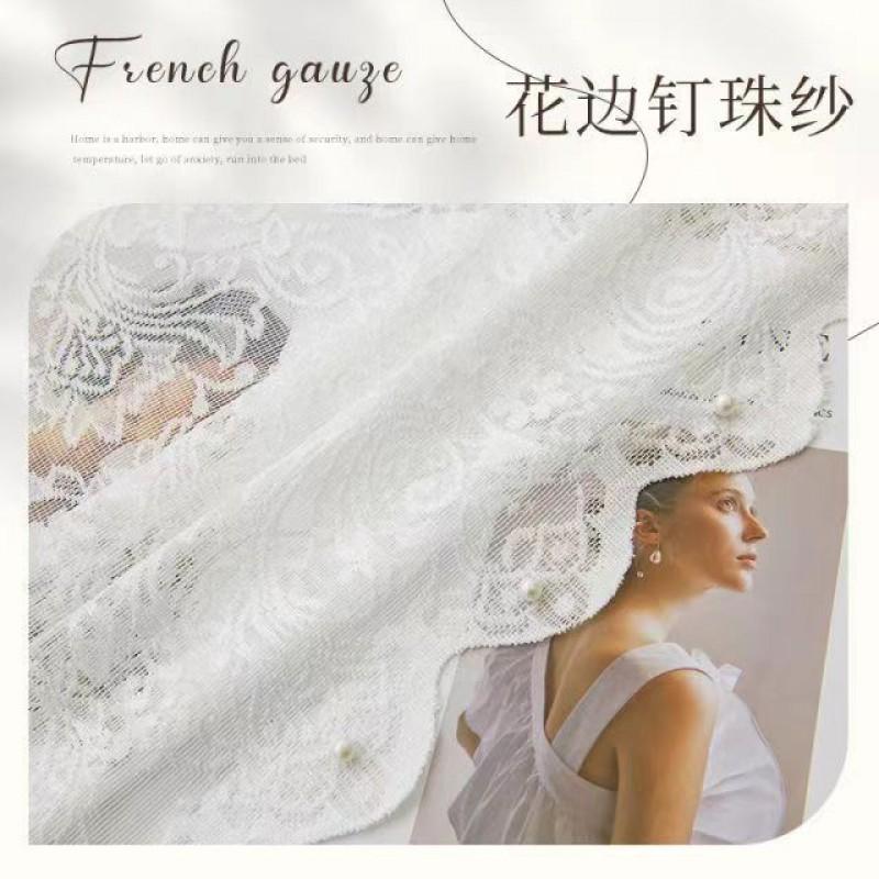 French Vintage Lace Sheer Curtain White Wave Trim Bedroom Balcony Bay Window Country Style