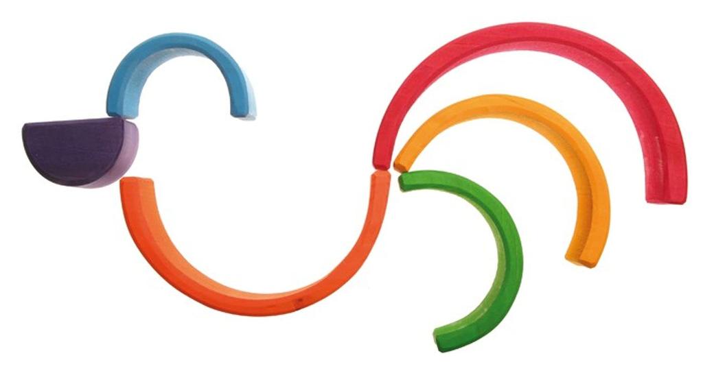 Радужный туннель Grimm's, Большой, 9 см В x 17 см Ш x 6,5 см Г, Развивающая игрушка, Строительные блоки, Декор интерьера, Ролевая игра