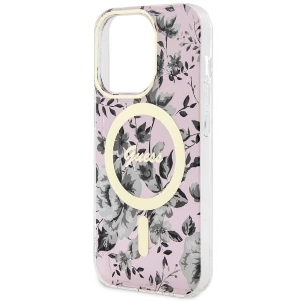 Etui do iPhone 14 Pro Max Guess Flower MagSafe Różowe