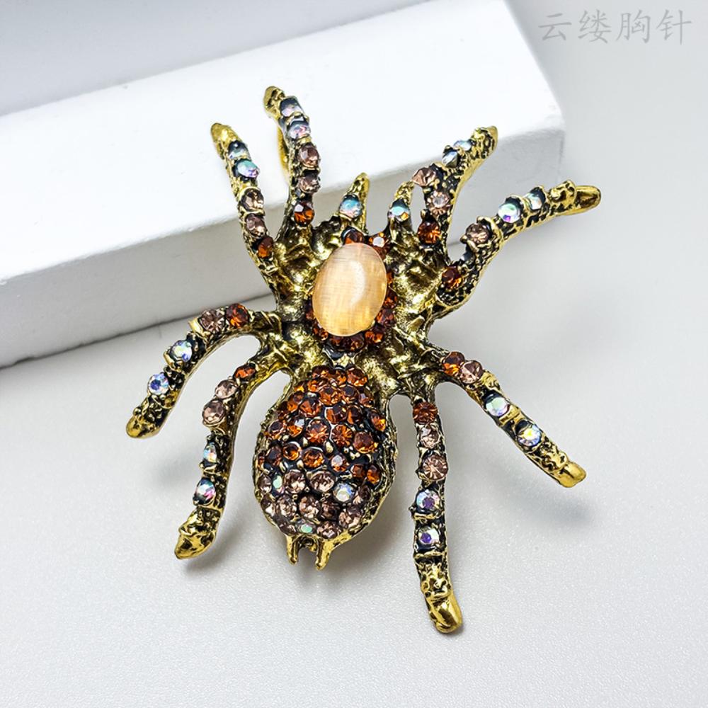 Винтажный стиль, брошь для пальто, блестящие стразы, декор в форме паука, шаль, булавка для шарфа, мужской костюм, пальто, простой значок, модные аксессуары