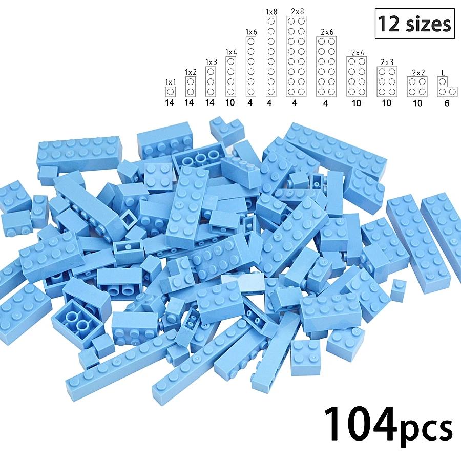 104 шт., смешанные толстые фигурки, строительные блоки, 12 размеров, 16 цветов, совместимые классические базовые пластины Leduo, креативные игрушки для детей