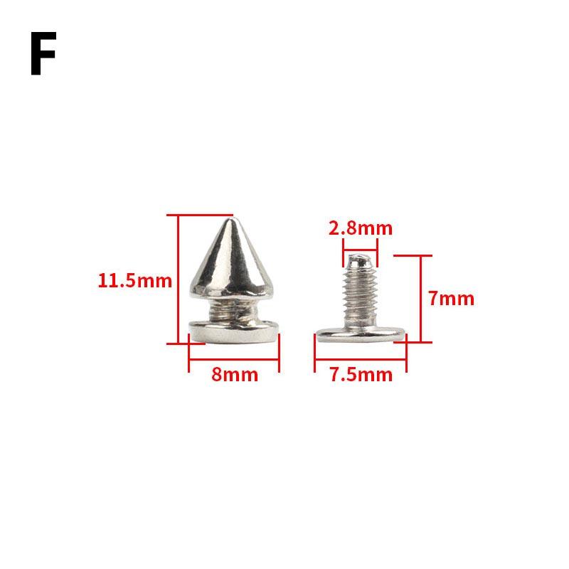 Fashion Luxury 10Sets Metal Punk Sharp Warhead Screw Rivets Studs Crafts Leather Belt Watchband Warhead Head Rivets Spikes Decor Nail Buckles