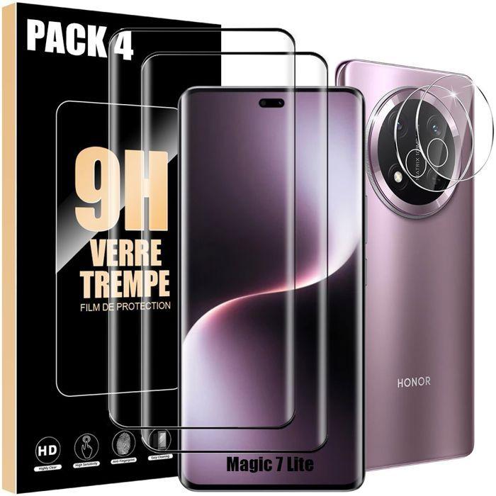 2 Verres Trempés Intégral et 2 Vitres Caméra pour Honor Magic 7 Lite - Protection Anti-Rayures