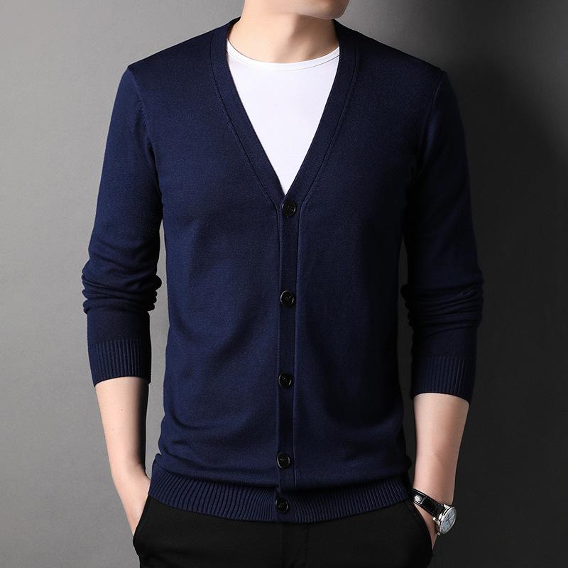 Autumn New Men's Korean Style Trendy Jackets for Young and Middle-aged Men's Long-sleeved Sweater Knitted Cardigan Jackets