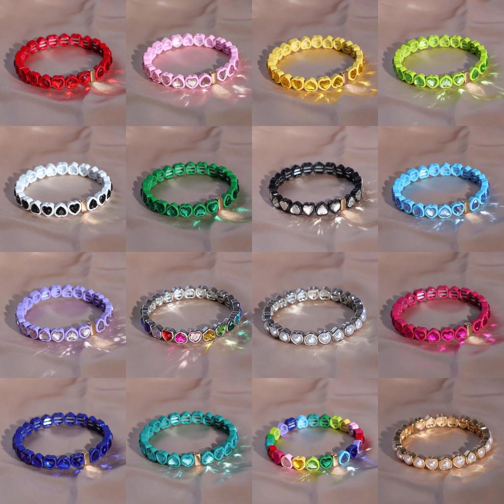 Модные геометрические браслеты Love: Эластичные цветные браслеты из бисера для женщин