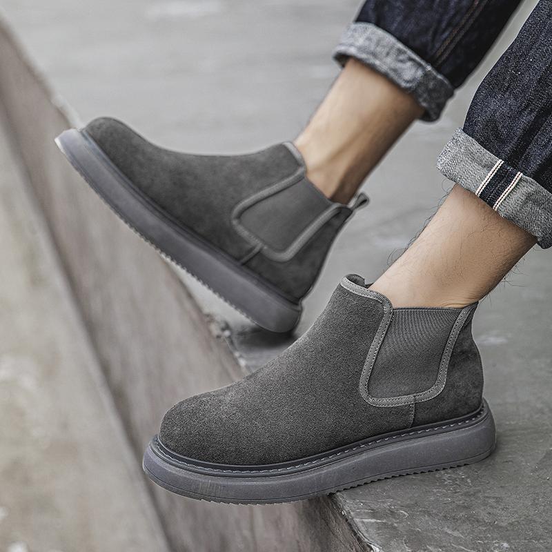 Men's Retro Suede Leather New Arrival Chelsea Boots Men Fashion Ankle Boot Mens Casual British Style Short Boots High-Top Shoes