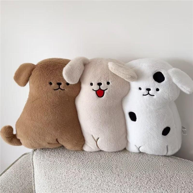 Cute Dog Plush Pillow With Short Faux Fur For Sofa Decor And Living Room Comfort