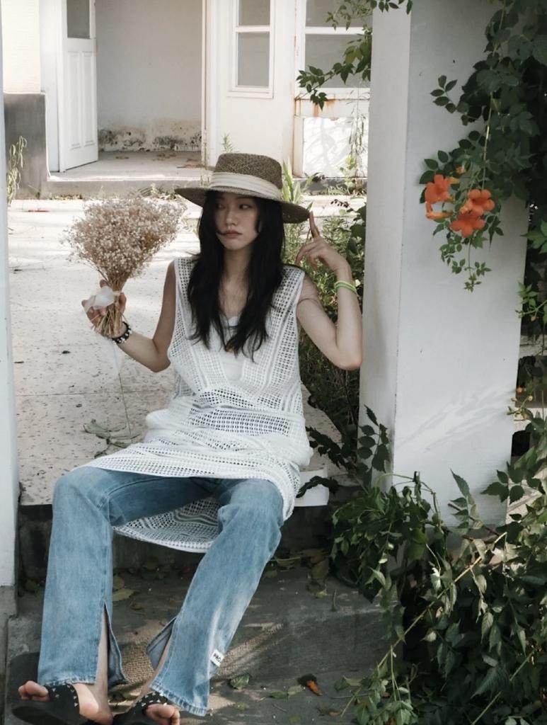 Spring and summer new versatile fashion straw hat ring top salty straw hat spring outing vacation French hat women