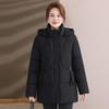 Mom's detachable hat, down cotton-padded clothes, women's medium and long foreign style, middle-aged women's thickened cotton-padded jacket