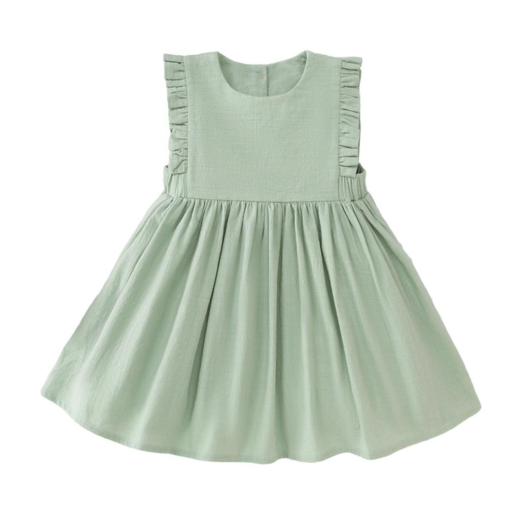 Летнее платье для девочек, однотонная симпатичная юбка для детей