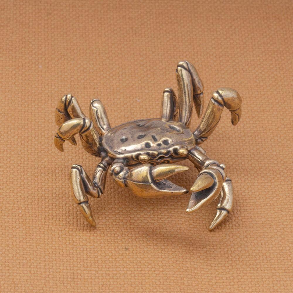 Funny Handmade Crab Small Statue Solid Antique Crab Ornaments Copper Craft Crab Miniatures Tea Pet