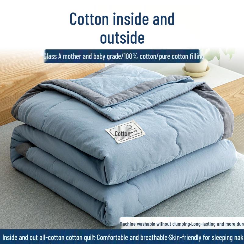 Стиганое одеяло из чистого хлопка - Мягкое, Легкое, Дышащее, Идеально для лета, Доступно в односпальном и двуспальном размерах.