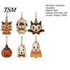 Candy Mummy Owl Wooden Mini Hangings 6Pcs Vintage Halloween Ornaments for Tree Decorations, Black Cat Pumpkin Wood Cutout Jute String Cutouts Hanging