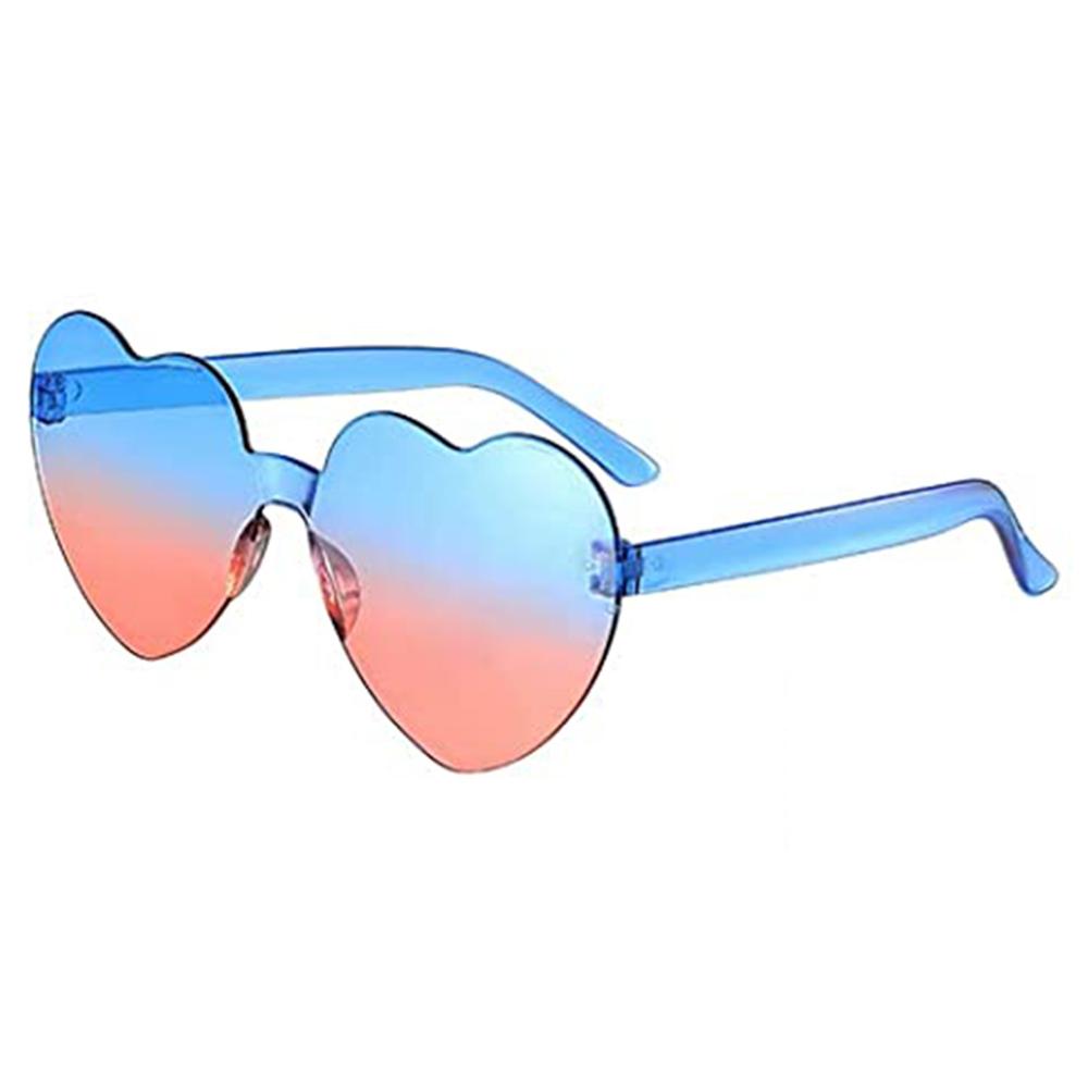 Love Heart Shape Sunglasses Women Rimless Frame Tint Clear Lens Colorful Sun Glasses Female Red Pink Yellow Shades Travel