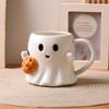 1/2Pcs 600ml Water Cup 3D Effect Ghost Holding Pumpkin Design Ceramic Mug Household Bar Kitchen Restaurant Beverage Container