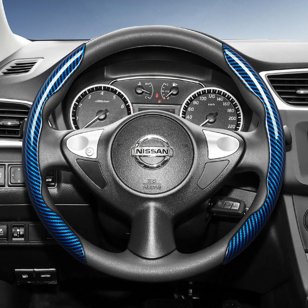 Подходит для Nissan Рулевое колесо с текстурой под карбон, с сегментированным дизайном и быстрой фиксацией, прочное, для Rogue X-Trail Kicks Qashqai Sentra