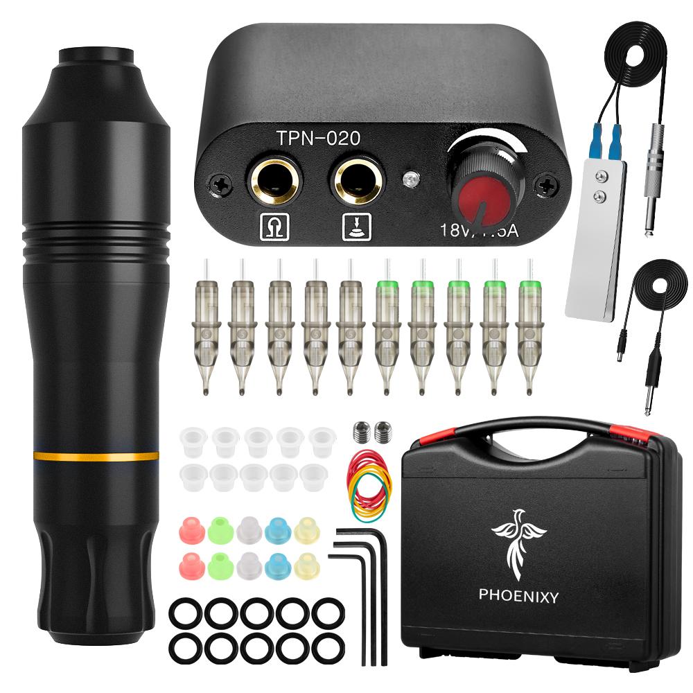 PHOENIXY Профессиональный набор для татуировки, роторная ручка для татуировки с коробкой для татуировки, картридж для перманентного макияжа, тату, боди-арт