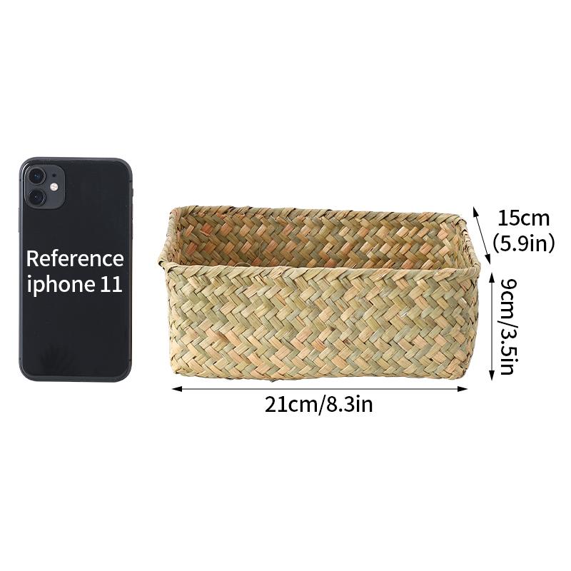 Woven Storage Baskets Organizers Kitchen Sundries Storage Baskets Cosmetics Snack Storage Box Desktop Organizer Container