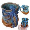 Кружка с синим осьминогом, кофейная чашка ручной работы в виде осьминога, керамическая кружка в океанском стиле, расписанная вручную, креативная художественная кружка, подарок для любителей океана