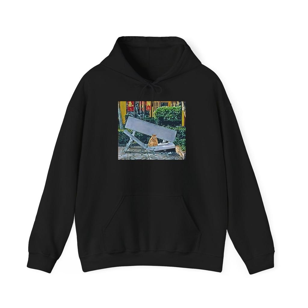 Fat Cat Graphic Print Art Long Sleeve Unisex Heavy Blend? Hooded Crew Sweatshirt