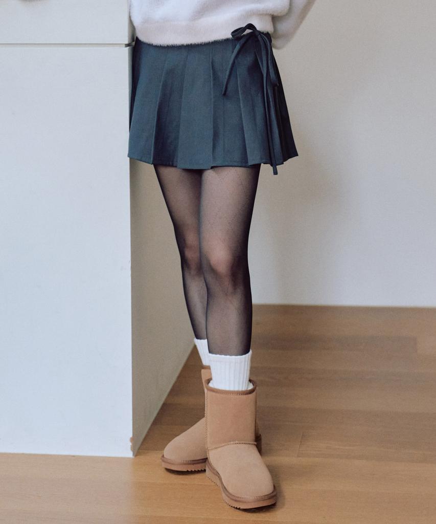 Zero Planet Classic Pleated Skirt Pants [Charcoal]