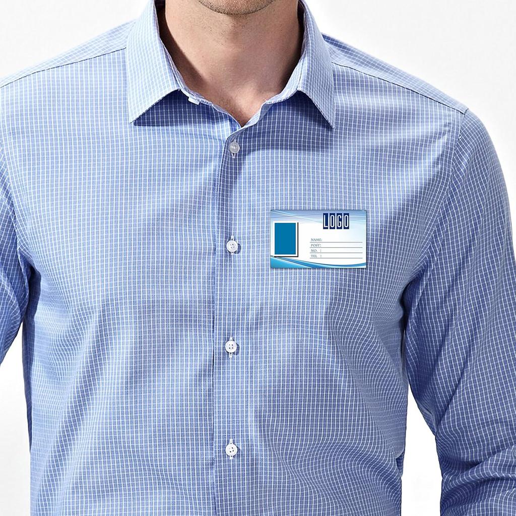 DIY Name Badges, Wisdompro 10 Set White Printable Blank PVC Badges (3.38 x 2.13 Inch) with Magnetic Name Tag for Jacket, Lapel,or Shirt - No Holes in