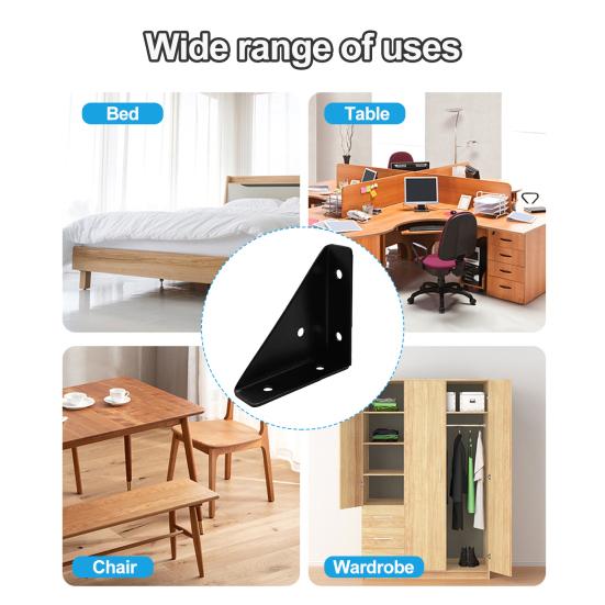 5Pcs Corner Brace Brackets Rustproof Corrosion Resistant Simple Installation 90-Degree Triangle Gusset Corner Brace Fasteners