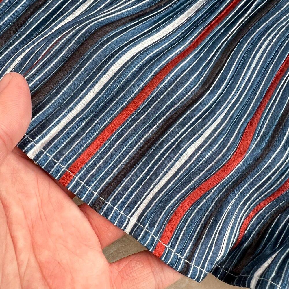 Design Sense Draped and Versatile Chiffon Pleated Stitched Denim Skirt In Spring, Thin and Irregular Medium Length A-line Skirt