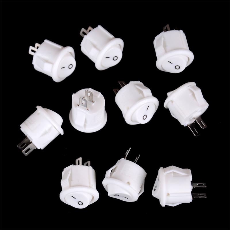 10Pcs 16Mm Diameter White Round Boat Rocker Switches Mini 2Pin On-Off Switches 3A/250V