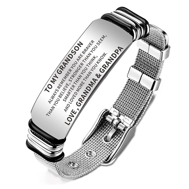 Браслет для сына, подарки от мамы, папы, персонализированный мужской браслет из нержавеющей стали с гравировкой
