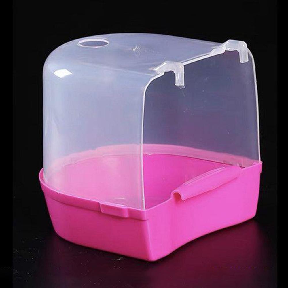 Plastic Bird Water Bath Box Bathtub Parrot For Parakeet Hanging Bowl