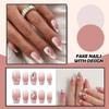 Women Press On Nails Medium Fake Nails With Designs Nude Stick On Acrylic Nails Glossy Full Cover False Nails