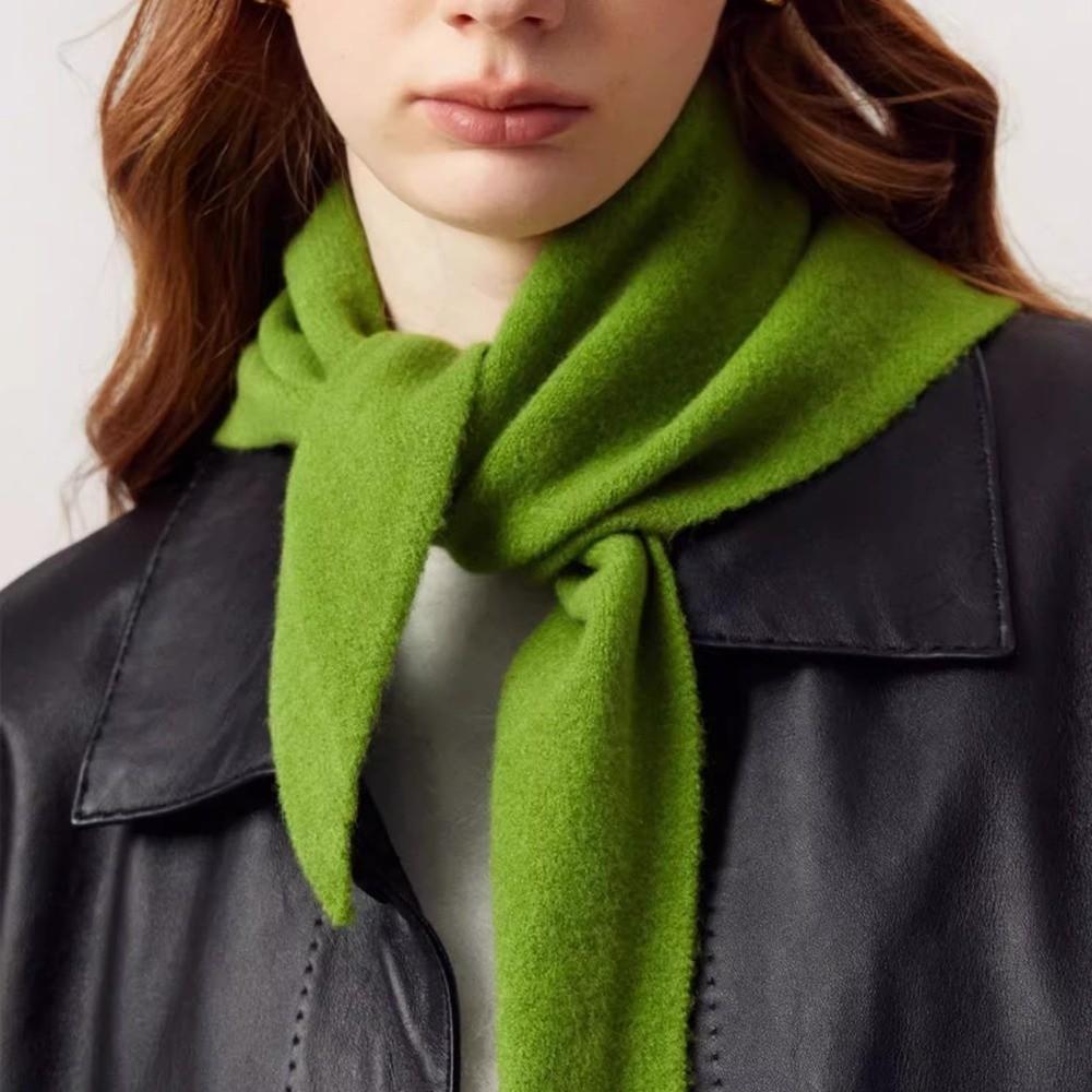 Striped Knitted Triangle Scarf Solid Color False Collar Sweet Cross Neckerchief  Autumn Winter