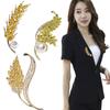 Gold Crystal Wheat Ear Brooch: Elegant Anti-Exposure Pin for Women's Suit & Shirt, Personalized Diamond Collar Accessory, Small Fragrance Style