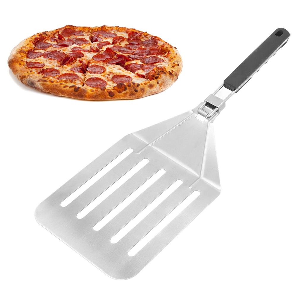 Foldable 430 Stainless Steel Pizza Cake Spatula Pizza Peel Slotted Spatula,Size M (BPA-Free,No FDA Certificate)