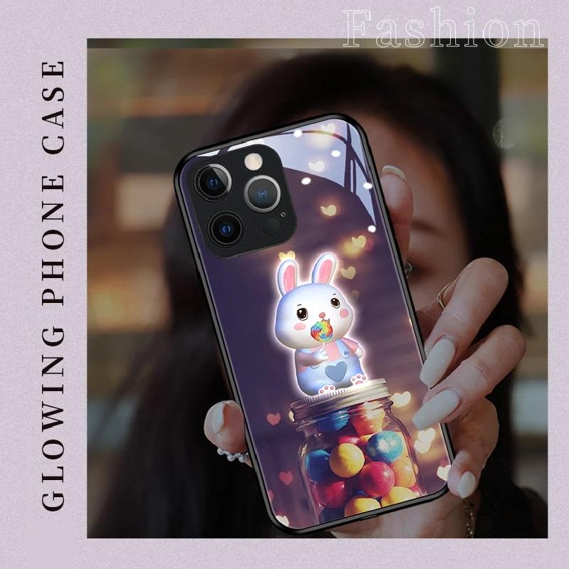 Светодиодный светящийся чехол для телефона iPhone 11 12 13 14 15 X Xs Xr Mini Pro Max Plus