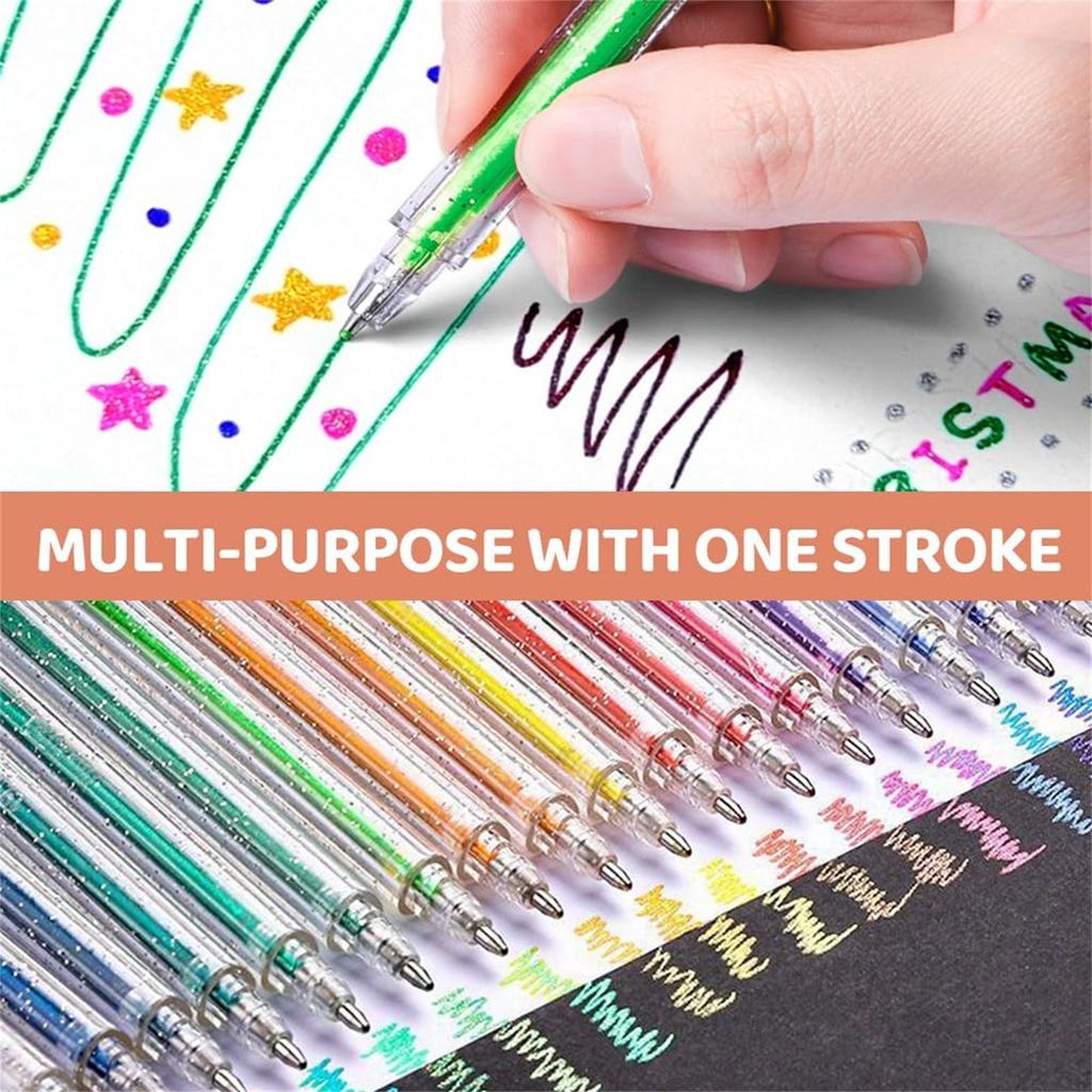 Glitter Gel Pen Set, For Coloring Books, Artist Colored Gel Markers Colorful Pens Neon Gel Pens For Kids Adult Coloring Books And Drawing 22ml