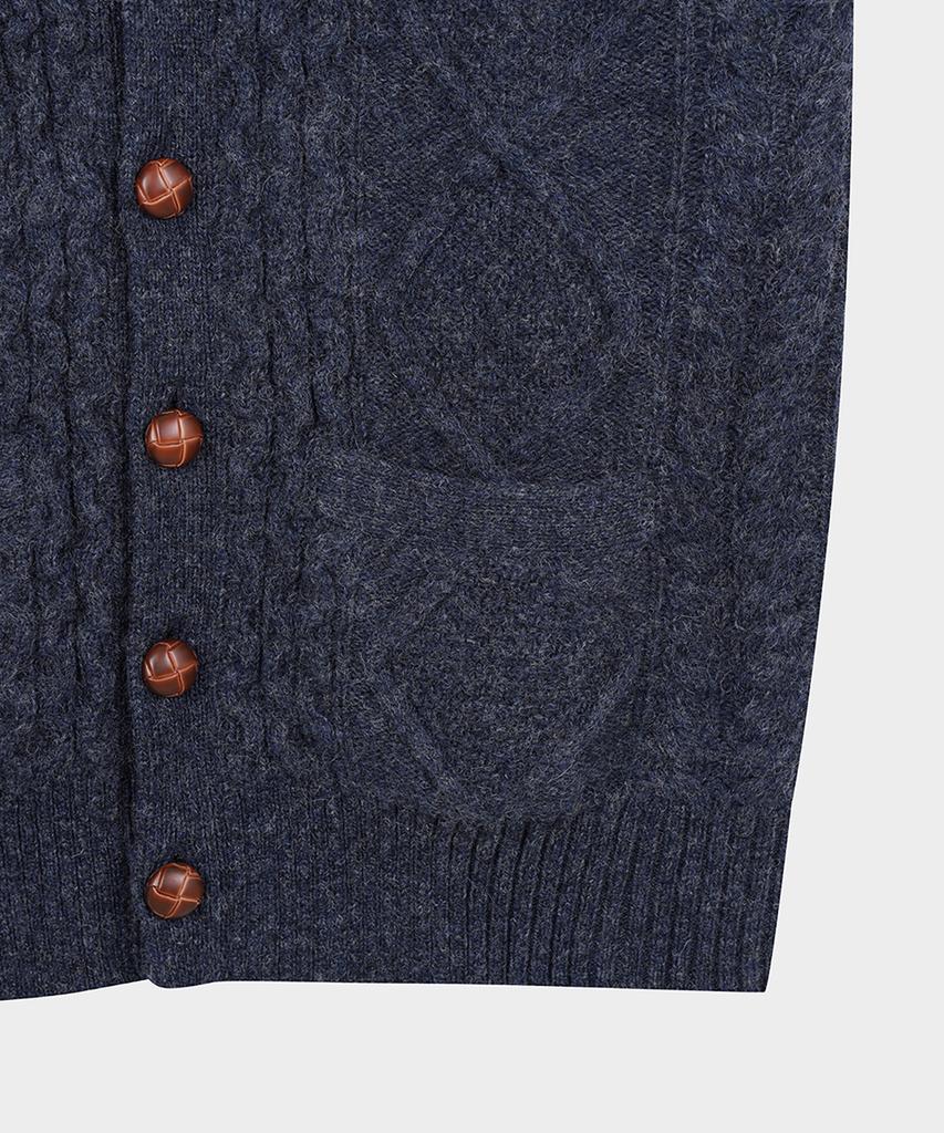 Brooks Brothers Aran Cable Cardigan (Blue) (Bbwcmf4510Mew)