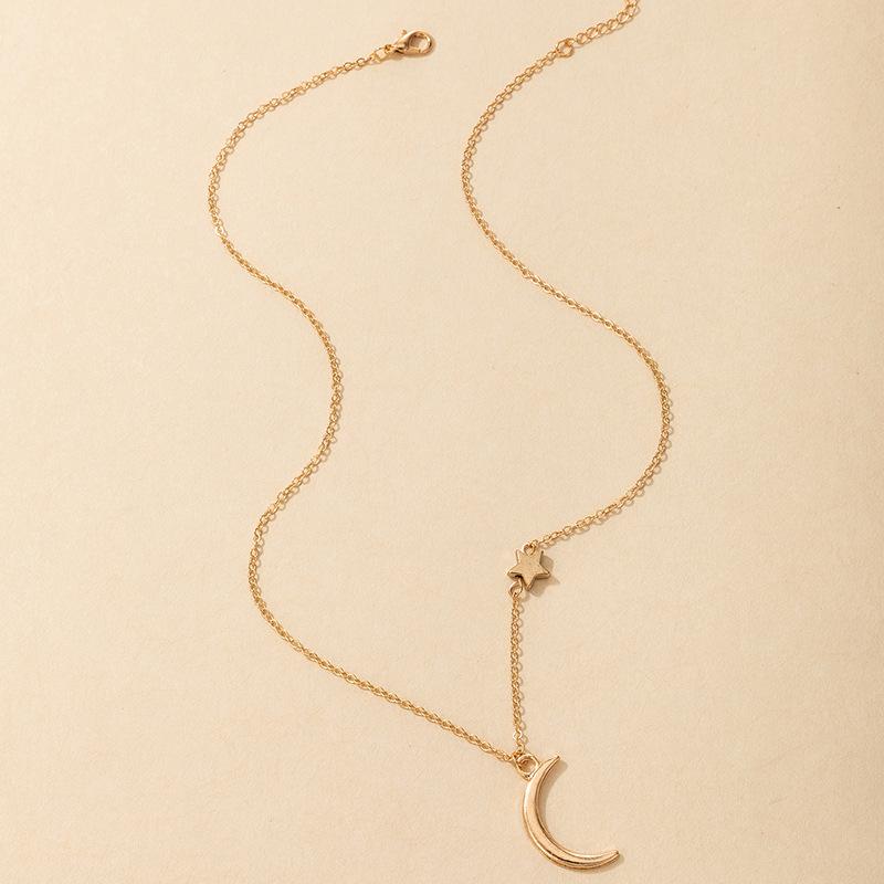 Длинная цепочка, медный кулон, ожерелье для женщин, модное ожерелье с луной в европейском и американском стиле, простые винтажные украшения с воротником