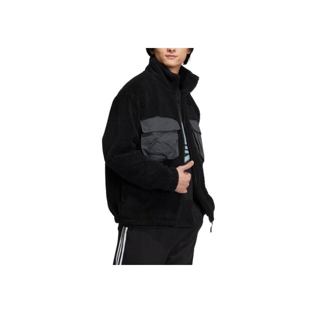 Adidas Оригинальные однотонные спортивные флисовые куртки с трилистником, мужские куртки черного цвета IC8162