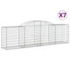 VidaXL Paniers à gabions arqués 7 pcs 300x50x80/100 cm fer galvanisé, gabion, cage de gabion, panier de mur de gabion, mur 3146688