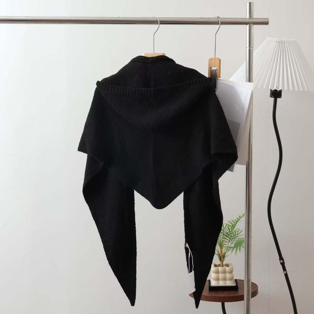 Thick Knit Hooded Triangle Scarf Wool Blend Women Shawl Warmer Solid Neck Collar Outdoor