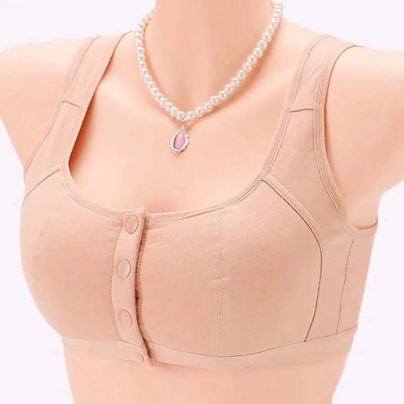 Передняя пряжка без стального кольца, хлопковый бюстгальтер большого размера в сборе, женское нижнее белье, хлопковый бюстгальтер-жилет для среднего и пожилого возраста