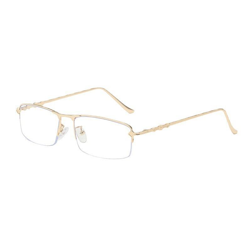 New Metal Half-Frame Myopia Glasses Anti-Blue Light Fashionable Men'S Business Glasses With Degree Flat Glasses